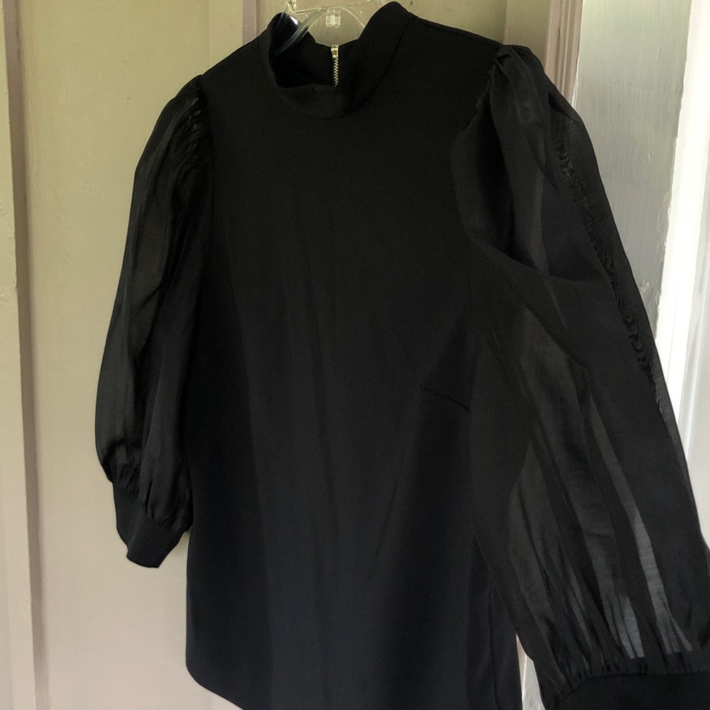 Ted Baker London Micaeli Organza Puff Sleeve Black Top US Size 8 - 10 (UK 4) - Picture 6 of 15